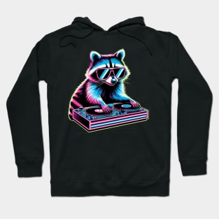 Retro Raccoon DJ Funny Raccoon Hoodie